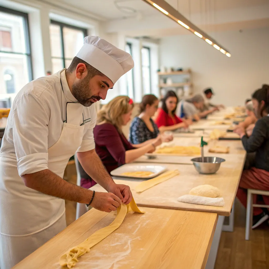 Chef leading a pasta making class